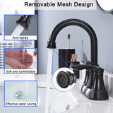 2‑Handle 4‑Inch Oil Rubbed Bronze Bathroom Faucet – Elegant Centerset Design with Pop‑Up Drain & Hoses