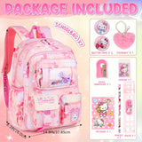 Sanrio Hello Kitty Girls Backpack & Duffel Bag Set – Pastel Pink Large-Capacity School Bag + Travel Luggage