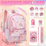 Sanrio My Melody Large Capacity Backpack Set – Includes Backpack, 6 Badge Pins & Stationery Set