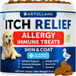 Dog Allergy Relief Chews – Fish Oil Supplements for Itchy Skin, Hot Spots & Seasonal Allergy Support