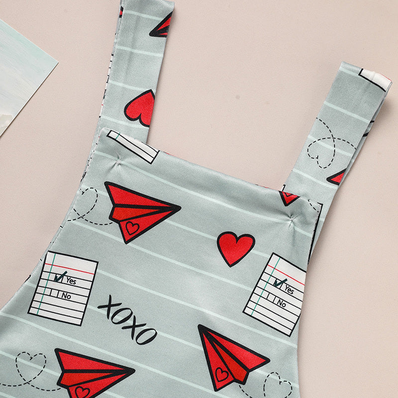Baby Boy & Girl Casual Heart Jumpsuit – Valentine’s Day Paper Airplane XOXO Trendy Outfit