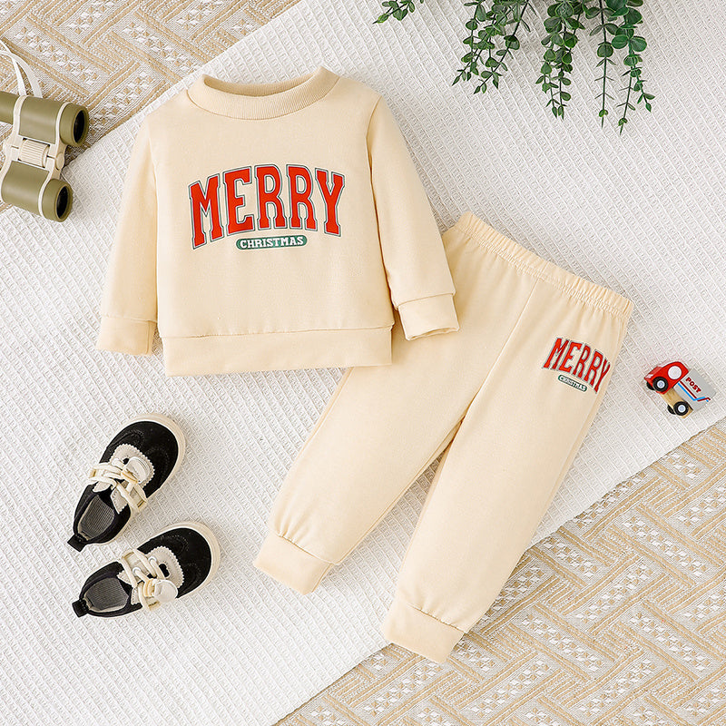 Baby Girls Christmas Outfit 2-Piece Set – Merry Christmas Sweatshirt & Pants