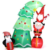 6-Ft Inflatable Christmas Tree with Elf & Santa – Lighted Outdoor Holiday Decoration