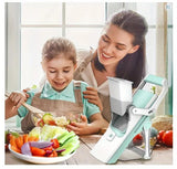 Safe 5-in-1 Mandoline Slicer - Multifunctional Vegetable Chopper for Fries, Salads & More