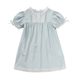 Toddler Girls Summer Lace Trim Dress – Puff Short Sleeve Crew Neck Princess Outfit, Cute Party Dress for Birthdays & Special Occasions