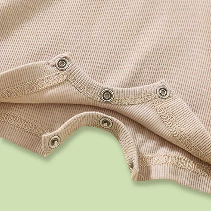 3-Pack Baby Boys Long Sleeve Romper Set – Ribbed One-Piece Jumpsuits with Buttons