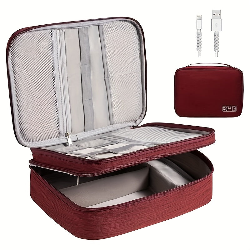 5-Color 3-Layer Multifunctional Travel Digital Storage Bag – Waterproof Cable & Charger Organizer Pouch 📦