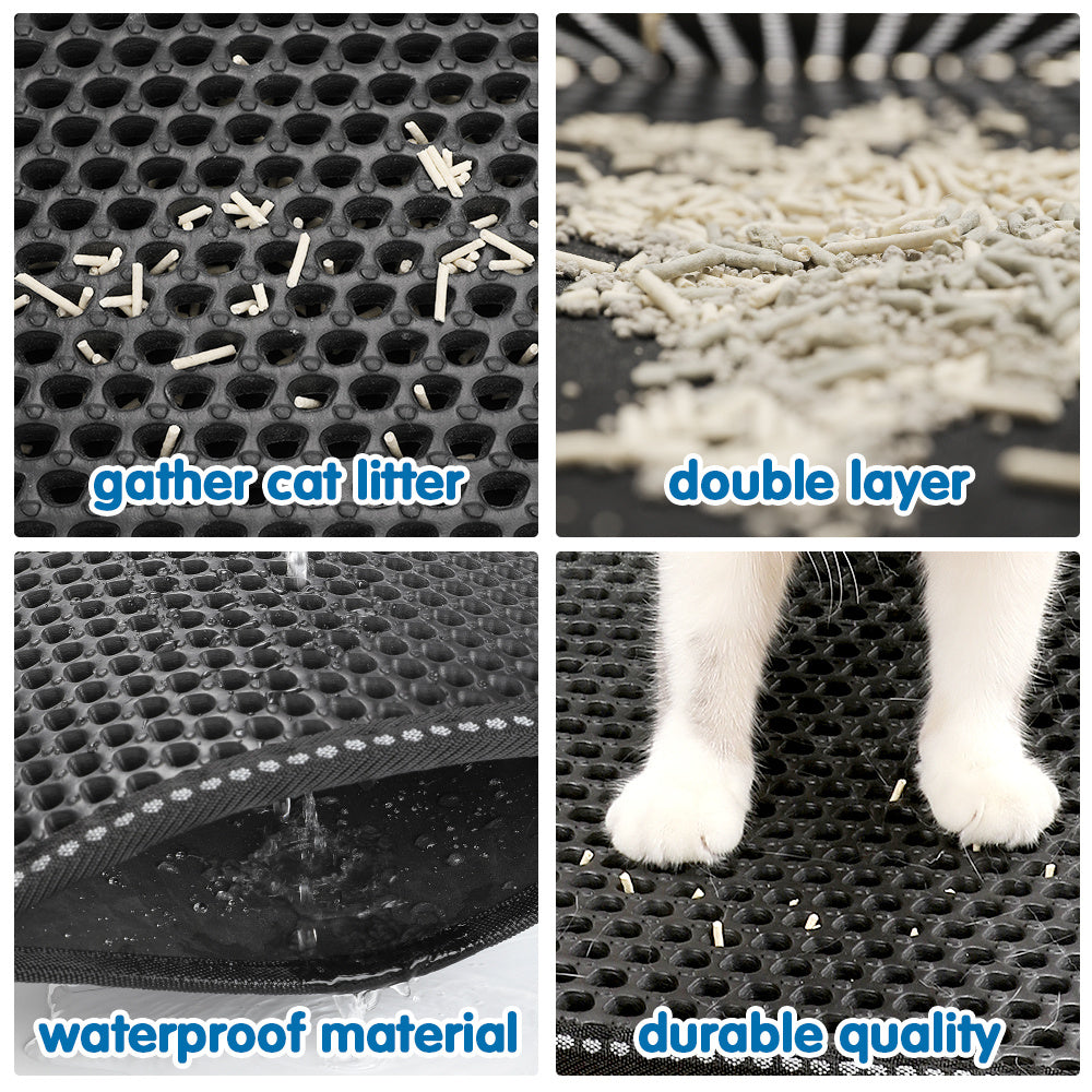Double Rice Grain Cat Litter Mat – Waterproof Splash Guard & Filter Pad for Easy Cleaning and Mess-Free Homes