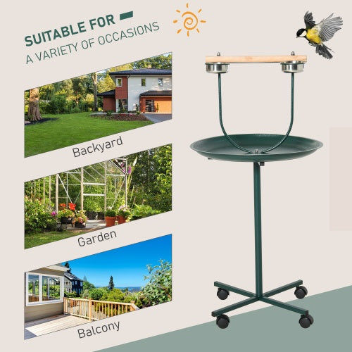 Rolling T-Bracket Bird Training Playground – Portable Activity Stand with Perch, Bird Play Gym & Exercise Stand
