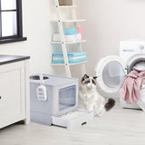 51 × 40 × 38 cm PP Plastic Litter Box – Spliced Bottom Pull-Out Square Grey with Scoop