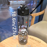 Kuromi Transparent Sports Water Bottle 800 ml – Leak-Proof Pop-Up Lid & Shatter-Resistant Design