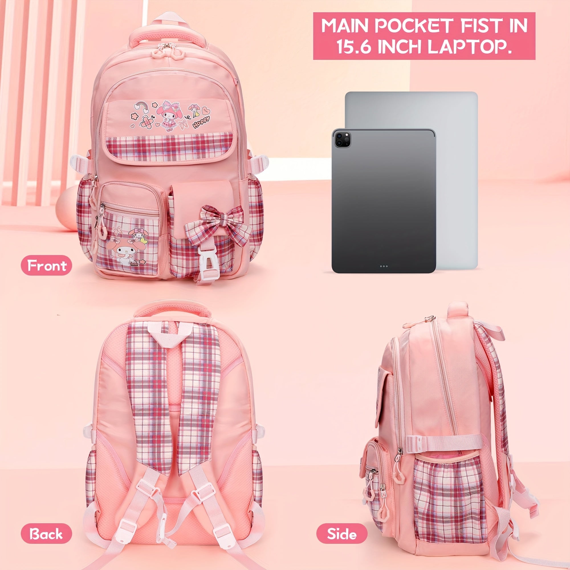 My Melody Cartoon Shoulder Bag & Student School Bag Set – Includes Card Holder, 6 Badges & Stationery, Ultra-Light Travel Gear