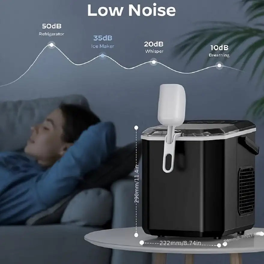 35 Pound Golden Nugget Ice Machine And 26 Pound Bullet Ice Machine, Soft Chew Ice Crusher, Portable Pebble Ice Machine Desktop, Automatic Cleaning Portable Ice Machine with Basket And Spoon, One Click Operation for Home/kitch - PulinGO
