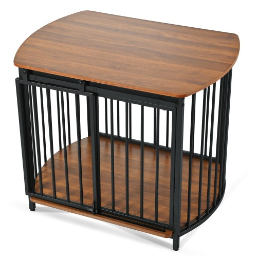 31.5" Wooden Furniture-Style Dog Crate – Double Door Indoor Kennel & End Table
