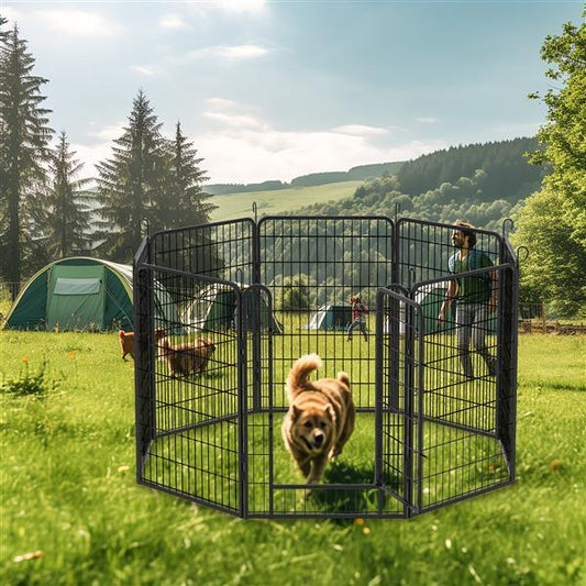 8-Piece Heavy Duty Metal Pet Playpen – Foldable Dog Fence & Exercise Pen for Indoor/Outdoor Use