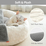 Mewoofun Enclosed Cat Bed Cave – 22"x22" Washable Pet Bed with Blanket & Non-Slip Base for Cats & Small Dogs