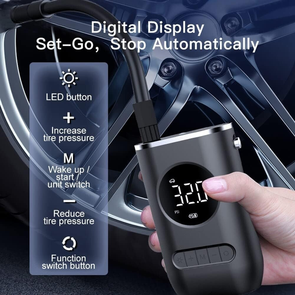 Cordless Portable Tire Inflator with LED Display