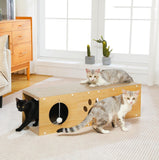 Multi-Hole Fun Cat Tunnel with Scratching Board & Pom-Poms – Interactive Tunnel House for Multi-Cat Families