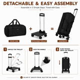 50L Rolling Garment Duffel with Wheels and Shoe Compartment