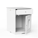 Wooden Pet House Litter Box Furniture – Multi-Functional Enclosure with Fence, Drawers & Modern Wooden Design