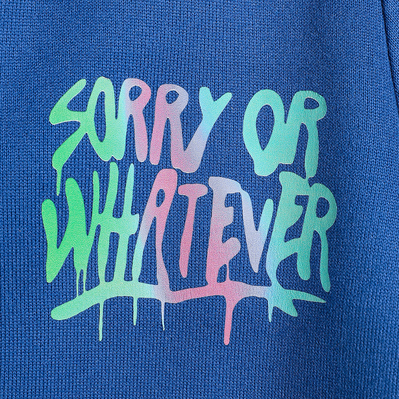 Toddler Girl Zip-Up Hoodie Jacket – “Sorry or Whatever” Letter Print Long Sleeve Sweatshirt, Casual Kids Hooded Jacket
