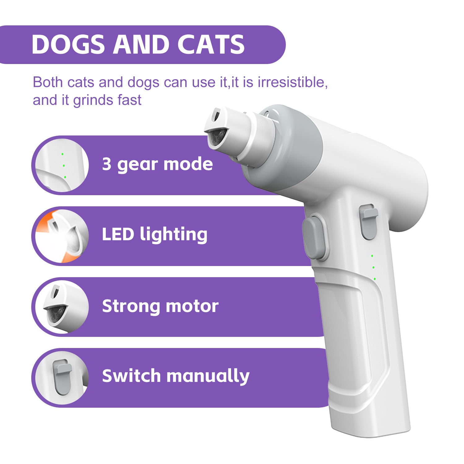 USB-Rechargeable Pet Nail Clippers with LED Light – Safe, Quick-Sensor Clippers for Cats & Dogs of All Sizes