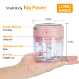 Mini Electric Garlic Chopper – 8.45 oz Cordless Food Chopper with USB Recharge & Stainless Steel Blades