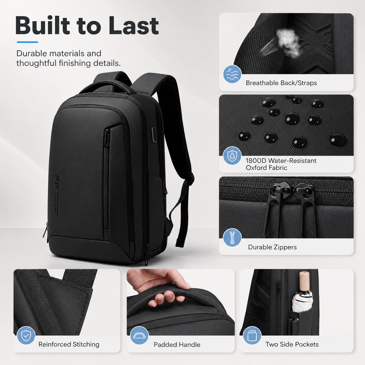 Premium 17" Business Laptop Backpack – Water-Resistant Work & Travel Bag with USB Charging