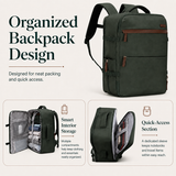 Green 3-Piece Carry-On Luggage Set with Backpack & Toiletry Bag