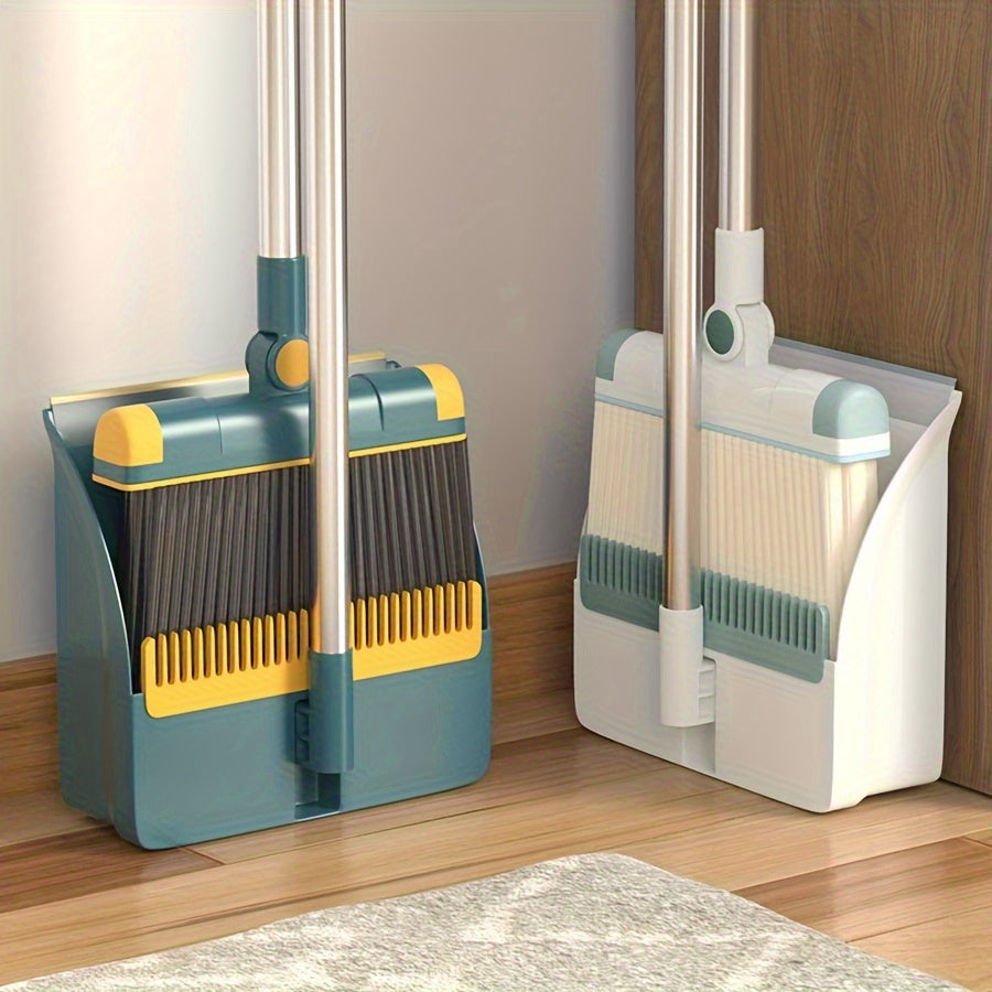 Thickened Rotatable Foldable Stainless Steel Rod Broom & Dustpan Set – Indoor Cleaning Supplies