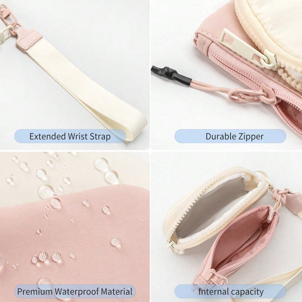 Keychain Wristlet Wallet for Women 💖 Mini Dual Pouch Wallet with Zipper – Stylish & Functional