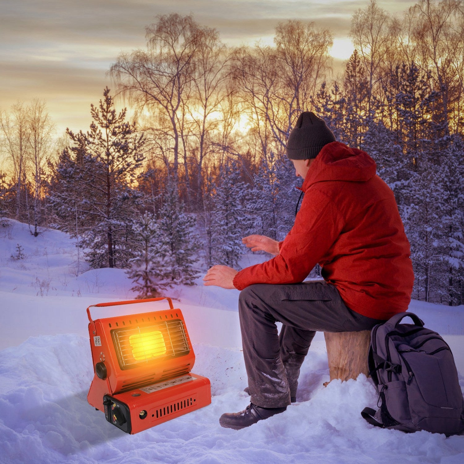 2-in-1 Portable Butane Burner Heater & Stove – Outdoor Gas Heater & Cooking Stove with Handle