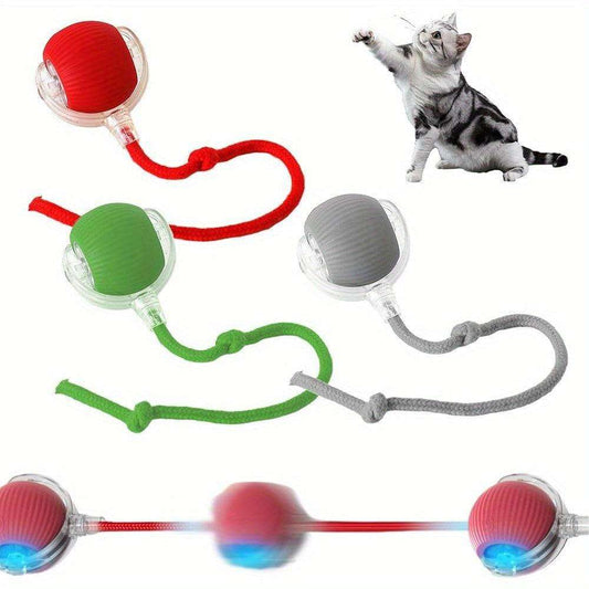 3pcs Set (Red, Grey, Green) Full Smart 360° Rolling Pet Ball, Pet Only, 3 Modes With USB Charging LED Light With Self-Fun & Decompression, Durable Plastic Material, Suitable For Small Cats & Dogs, Can Be Used As A Holiday Gi - PulinGO