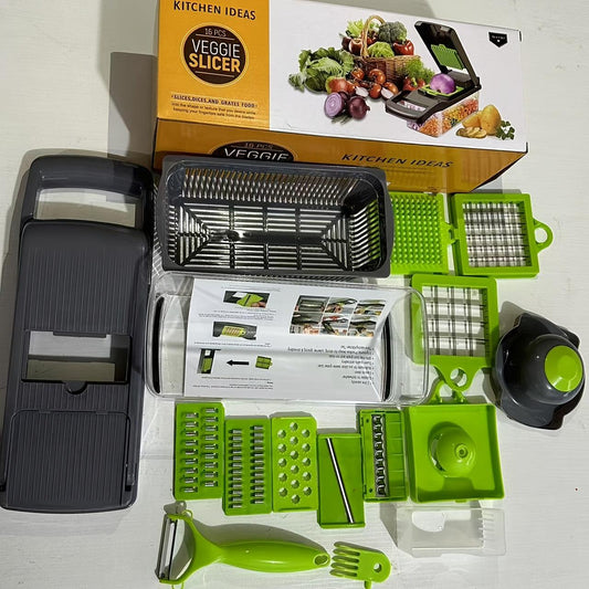 16-in-1 Vegetable Chopper Set – Multi-Blade Slicer with Container & Peeler - PulinGO