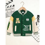 Toddler Kids Girls & Boys Embroidery Letters Print Jacket – Baseball Collar Casual Sports Coat