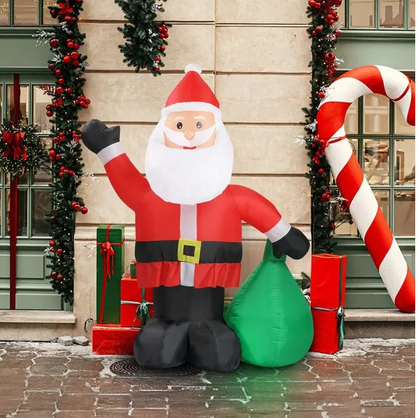 6 Ft Lighted Christmas Inflatable Decoration – Inflatable Santa Claus with Large Gift Bag, Funny Blow-Up Yard Decor with Built-in LED Lights