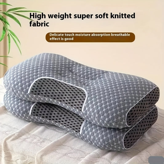 2-Piece Soft Knitted Massage Neck Pillow Set – Adjustable Ergonomic Orthopedic Support with Removable Cover 💤