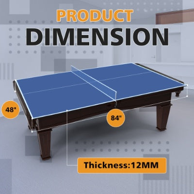 7 ft Mid-Size Folding Ping Pong Conversion Top – Portable Table Tennis Surface, 84" × 48" 12 mm MDF, Foldable Design