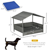 PawHut Wicker Dog House – Outdoor Rattan Bed with Canopy & Water-Resistant Cushion for Small & Medium Dogs