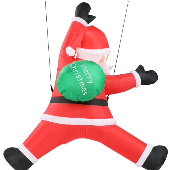 4.9‑Ft Lighted Hanging Santa Claus with Gift Bag – Inflatable Outdoor Decoration with Built‑in LED Lights
