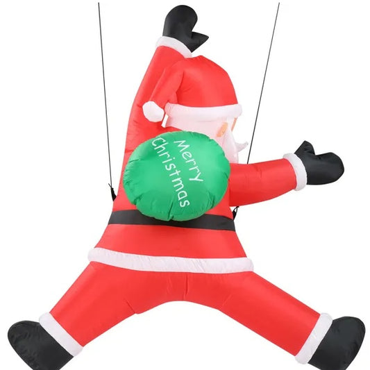 4.9‑Ft Lighted Hanging Santa Claus with Gift Bag – Inflatable Outdoor Decoration with Built‑in LED Lights