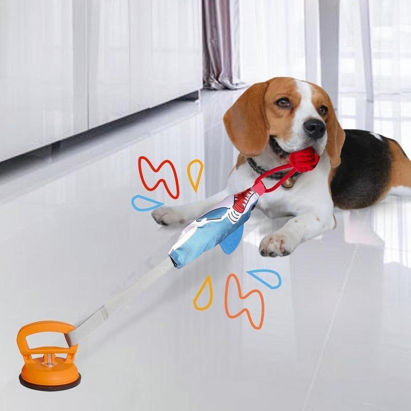 Prokel Shark Shaped Pet Toy – Interactive Suction Cup Rope Ball with Squeaky Chew Function for Dogs & Cats, Training & Play
