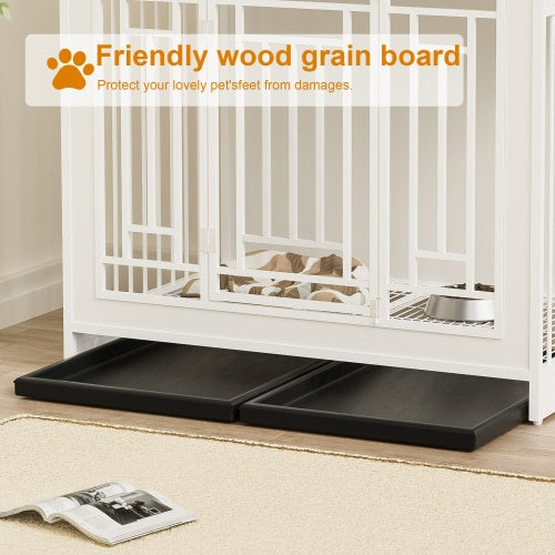 43.3-Inch Large Wooden Dog Kennel Furniture – Indoor Pet Crate with Divider, Double Door Design & Stylish Home Décor