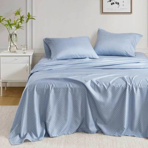 Floral Comforter Set with Bed Sheets – Queen Size, Blue Floral Design