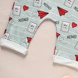 Baby Boy & Girl Casual Heart Jumpsuit – Valentine’s Day Paper Airplane XOXO Trendy Outfit