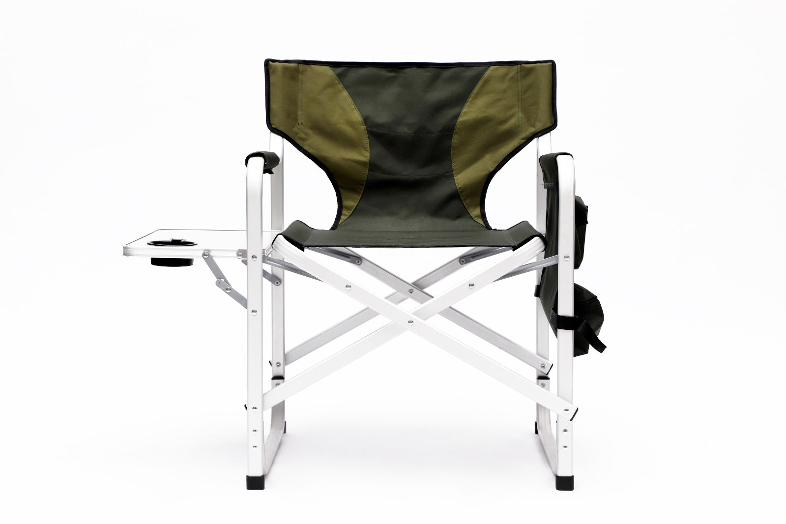 Oversized Padded Folding Chair with Side Table & Storage – Lightweight Aluminum Frame with Drink Tray and Organizer Pockets