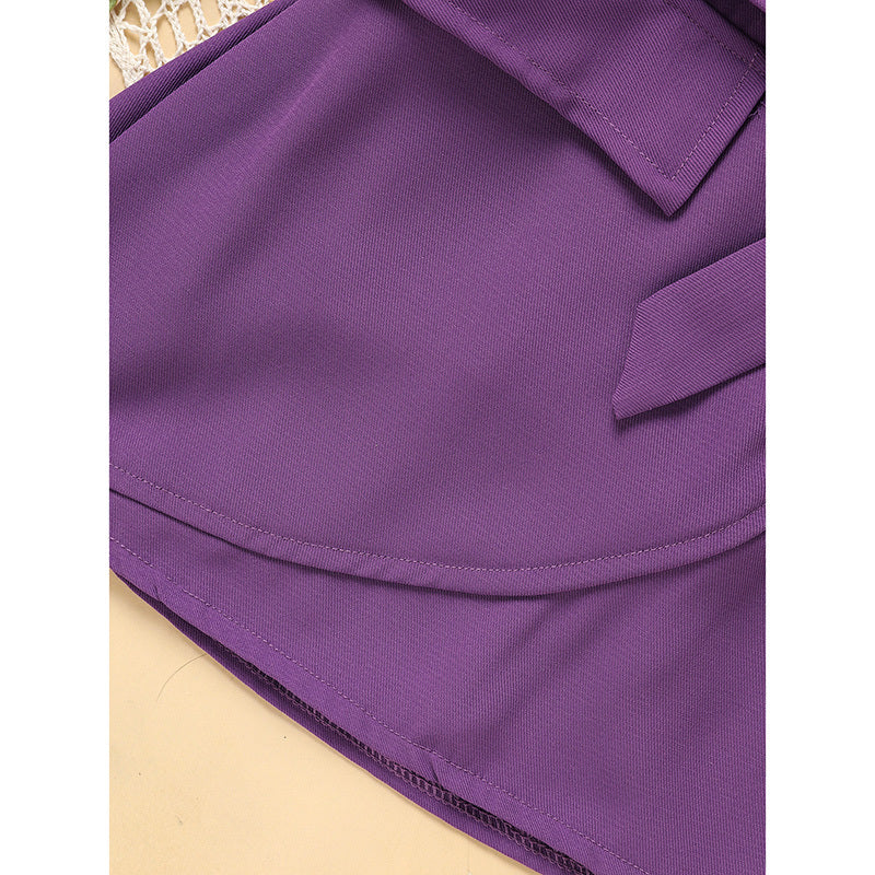 Toddler Girl Purple Rose Print Outfit – Stripe Top with Belted Skirt Set, Cute Holiday & Going Out Clothes for Spring and Fall
