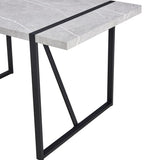 Modern 55-Inch Dining Table – Rectangular Gray MDF Top with Metal Frame, Easy Assembly for 4 People
