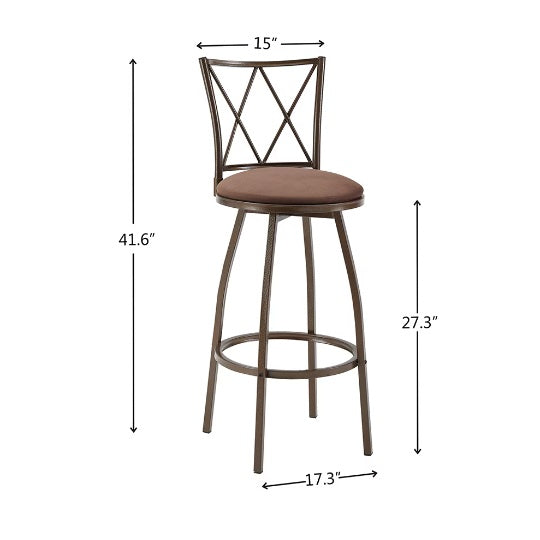 3-Piece Bar Table Set with Stools - Industrial Kitchen & Dining Table for Small Spaces (Retro Brown)