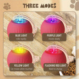 3pcs Set (Red, Grey, Green) Full Smart 360° Rolling Pet Ball, Pet Only, 3 Modes With USB Charging LED Light With Self-Fun & Decompression, Durable Plastic Material, Suitable For Small Cats & Dogs, Can Be Used As A Holiday Gi - PulinGO